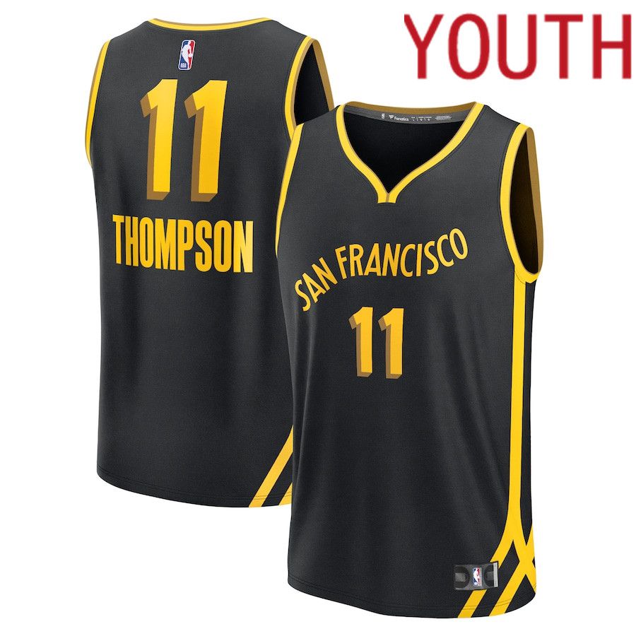 Youth Golden State Warriors 11 Klay Thompson Fanatics Branded Black City Edition 2023-24 Fast Break NBA Jersey